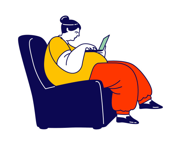 坐在扶手椅上拿着笔记本电脑的胖女人图片下载