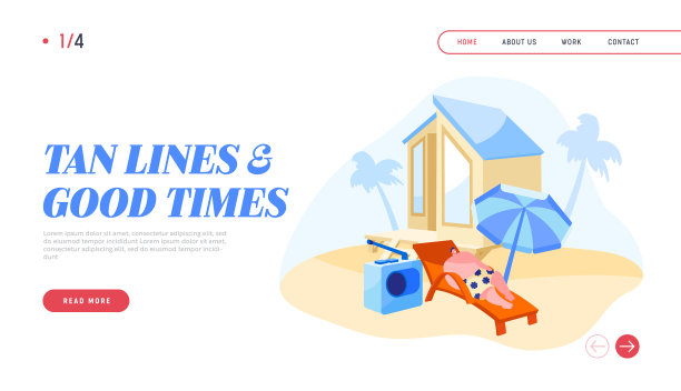 游客在海滨度假胜地登陆页面放松图片下载