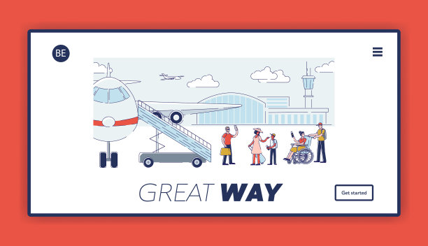 航空公司着陆页与团体的人图片下载