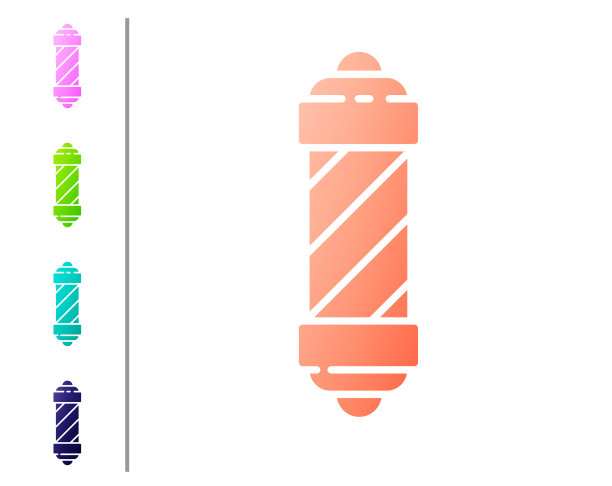 珊瑚经典理发店电线杆图标孤立上图片下载