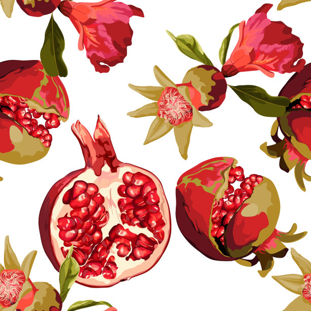 无缝图案与石榴果实图片下载
