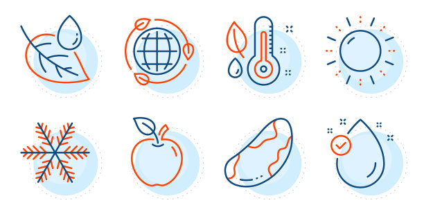 雪花太阳能和温度计图标设置图片下载