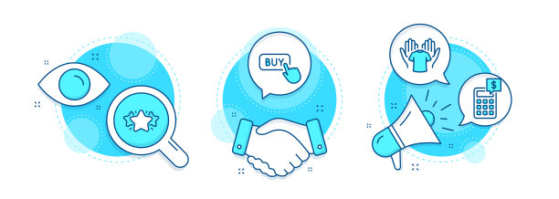 购买按钮持有t恤和明星图标集图片下载