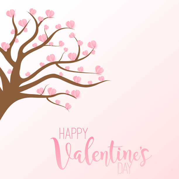 树和心的情人节卡片图片下载