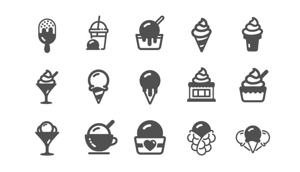 冰淇淋图标设定气泡华夫香草圣代图片下载