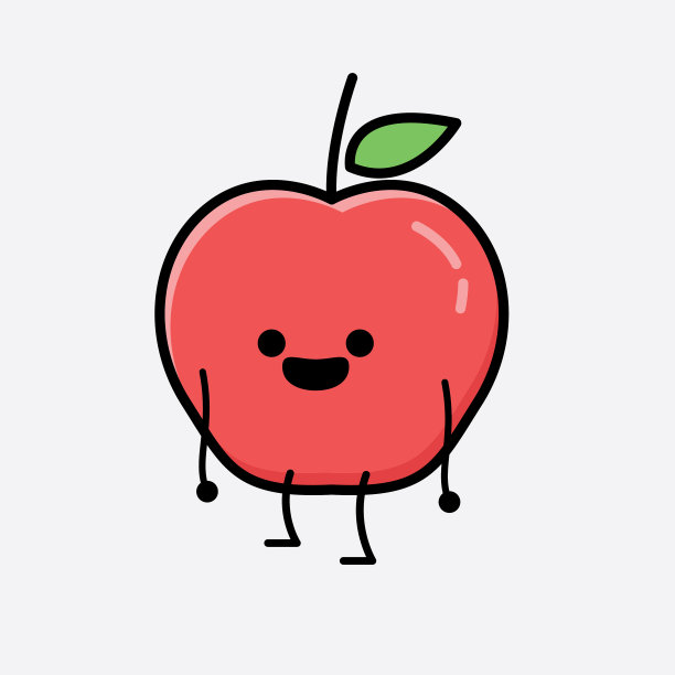 可爱的苹果水果吉祥物人物在平面设计图片下载