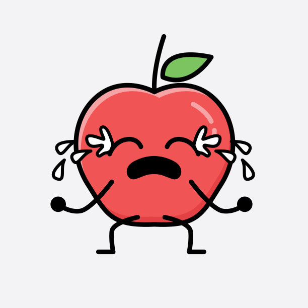 可爱的苹果水果吉祥物人物在平面设计图片下载