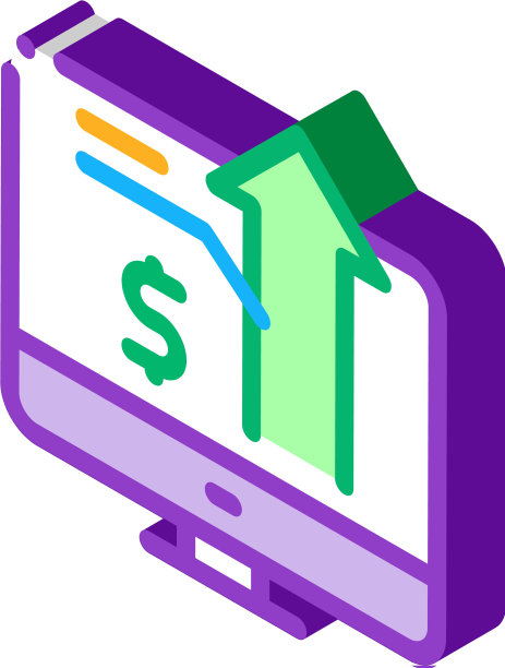 电脑图表金钱增长等距图标图片下载