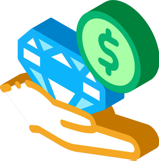 卖钻石赚钱等距图标图片下载