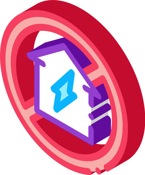 房屋标志在废墟等距图标图片下载