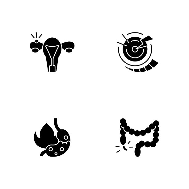 腹部炎症黑色字形图标设置在空白图片下载