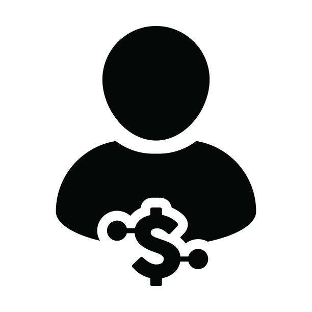 现金图标矢量数字美元货币与男性用户个人资料头像为数字钱包在一个字形象形图图片下载
