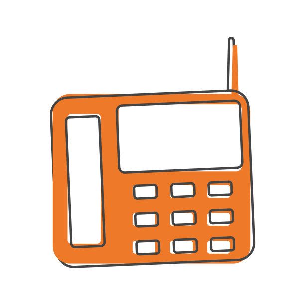 图标固定电话与卡通风格的按钮上图片下载