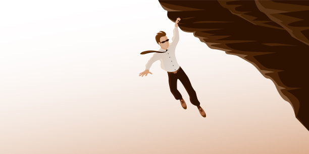 商人悬在悬崖边上图片下载