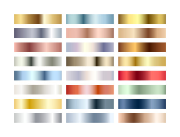 金属铬梯度设置。金属玫瑰金、青铜、银色、淡雅红、深蓝、开心果绿、金色等色板。矢量闪亮背景的边界，框架，网页，设计元素图片下载
