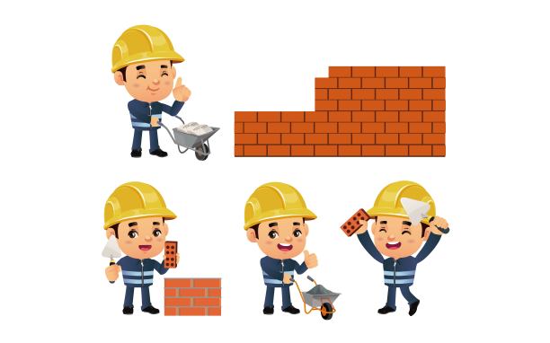 一组不同姿势的工人图片下载