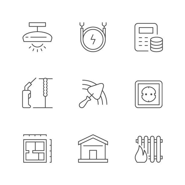 设置房屋修复的线条图标图片下载