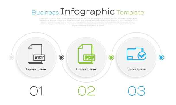 设置行TXT文件文档、PDF文件文档和文档文件夹，并打勾。业务信息图模板。向量图片下载