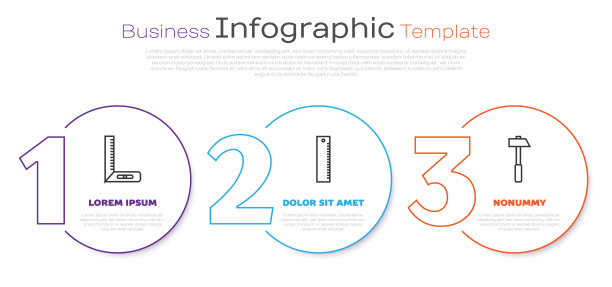 设置线角尺，直尺和锤子。业务信息模板。向量图片下载