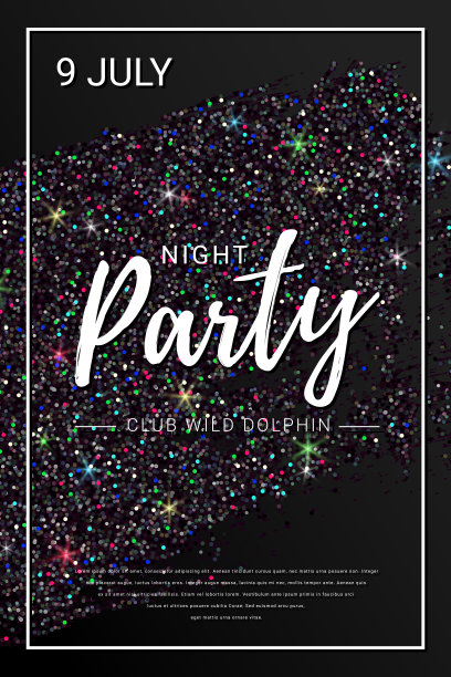 夜派对海报与黑色闪光图片下载