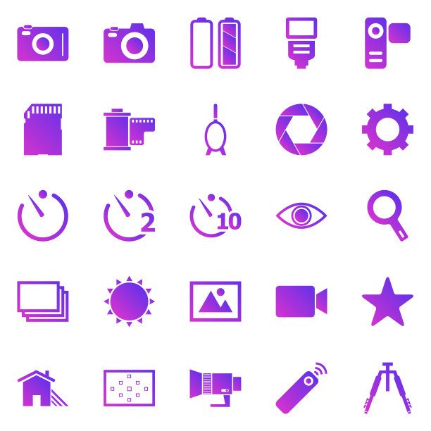 相机渐变图标上的白色背景图片下载