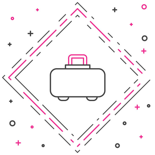 用于储存和运输武器的线武器盒图标隔离在白色背景上。色彩斑斓的轮廓的概念。向量图片下载