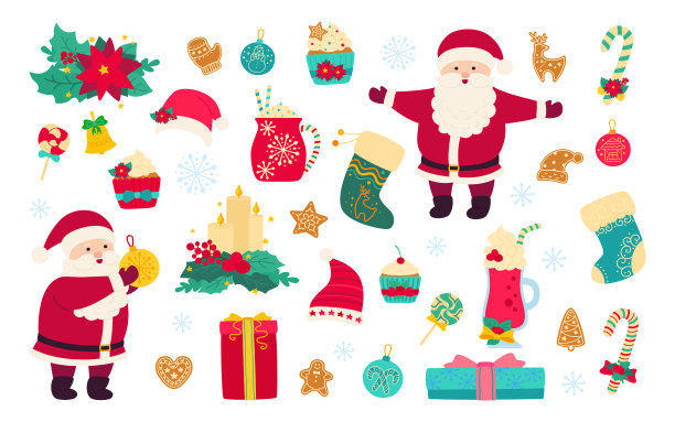 圣诞设置棒棒糖蜡烛槲寄生图片下载