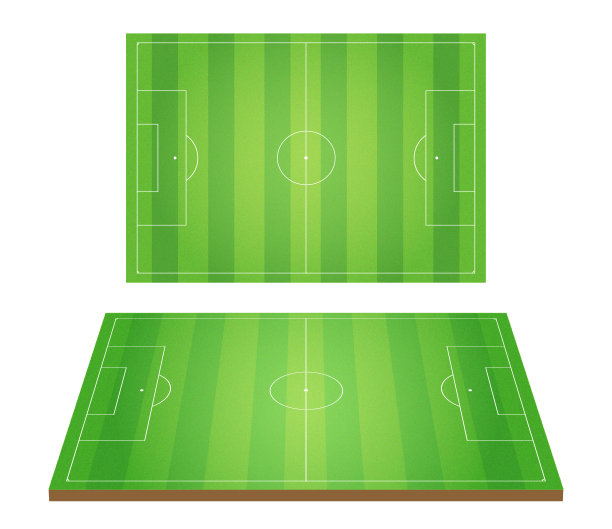 绿色足球场设置，俯视图和透视视图图片下载