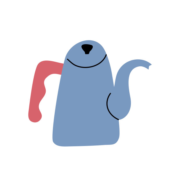 涂鸦壶，经典的金属水茶壶。家用厨房用具，白色背景上孤立的矢量图标，涂鸦手绘插图图片下载