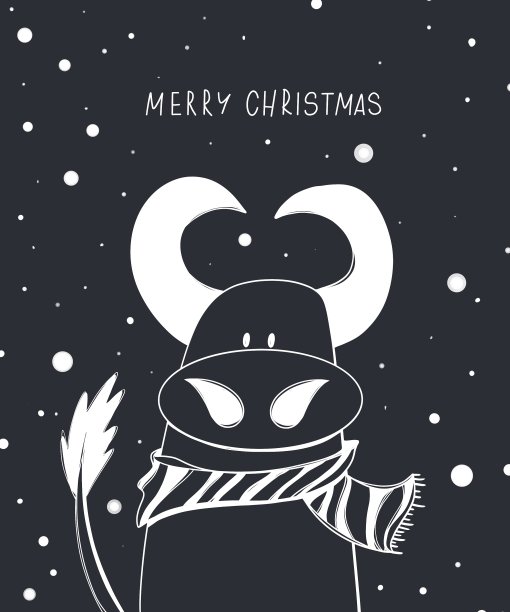 牛牛和题词圣诞快乐图片下载