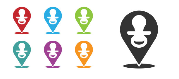 黑色婴儿假奶嘴图标孤立在白色背景。孩子的玩具。设置彩色图标。向量图片下载