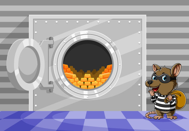 小老鼠从保险箱里偷金条图片下载