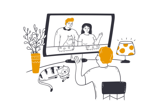 家庭、视频电话会议、在线沟通理念图片下载