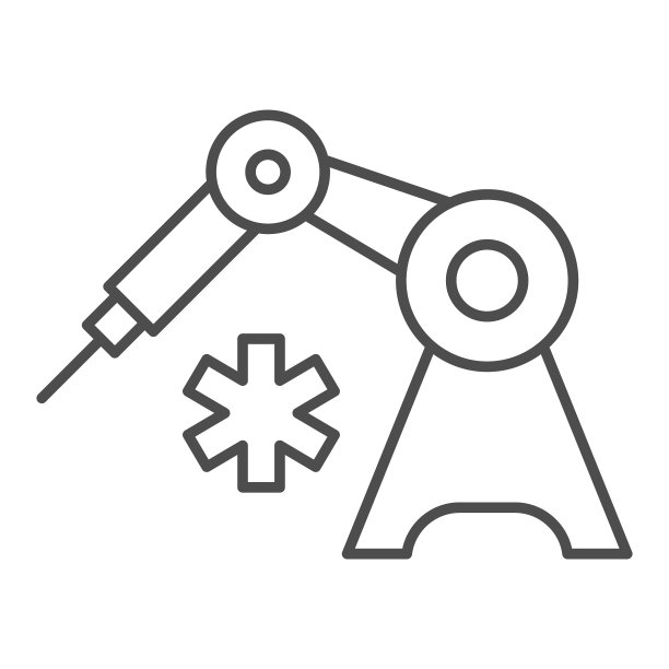 医疗机器人和明星生命细线图标图片下载