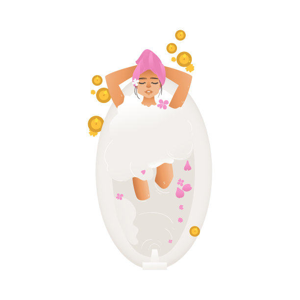 女人在浴缸里用肥皂泡沫放松图片下载