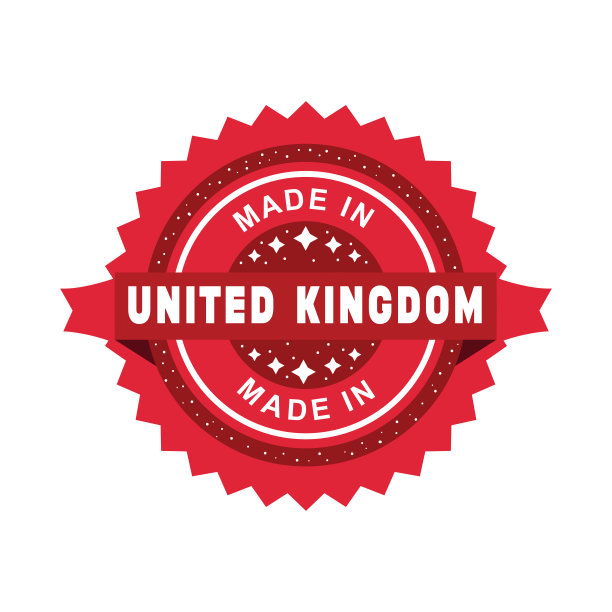 英国制造，白色背景上的红色垃圾邮票图片下载