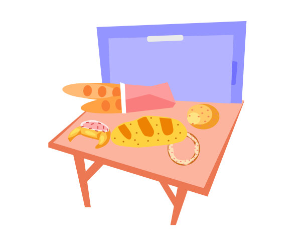 用烤箱烹饪面粉制品，矢量图形图片下载