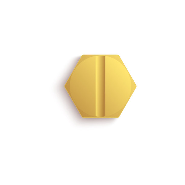 黄金金属螺钉头与扁六角图片下载