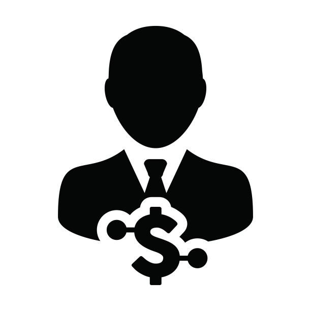 简介图标矢量数字美元货币与男性用户头像的数字钱包在一个字形象形图图片下载