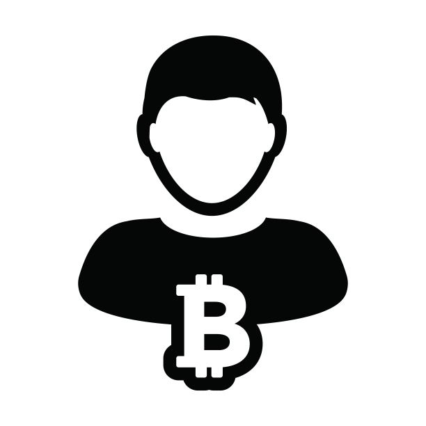 加密货币图标：比特币数字货币符号与男性头像图片下载