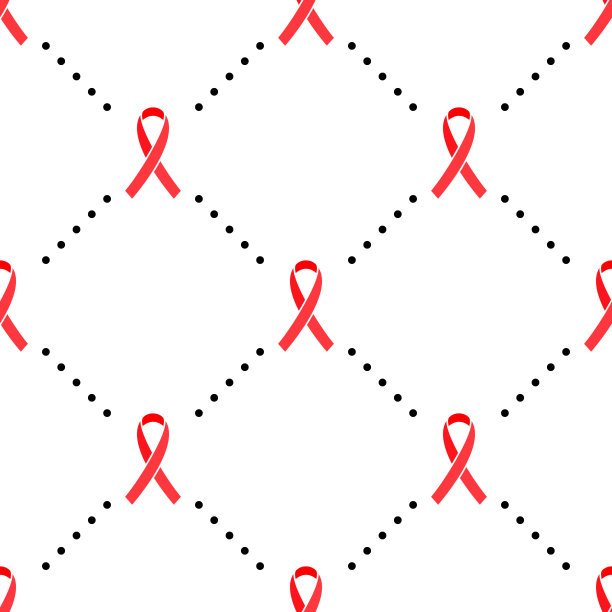 矢量无缝几何图案与红丝带和波尔卡点。世界艾滋病日标志。认识获得性免疫缺陷综合征的概念。背景矢量图图片下载