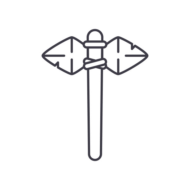 古斧图标，线性孤立的插图，细线矢量，网页设计标志，大纲概念符号与可编辑的笔触在白色的背景。图片下载