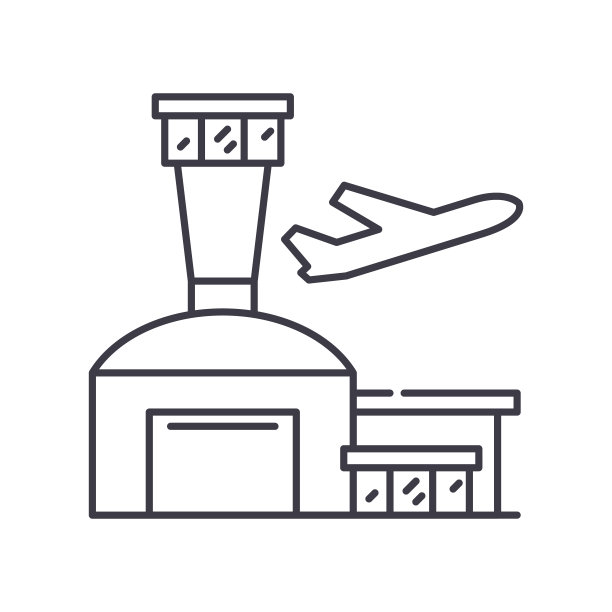 机场图像图标，线性孤立的插图，细线矢量，网页设计标志，轮廓概念符号与可编辑的笔触在白色的背景。图片下载