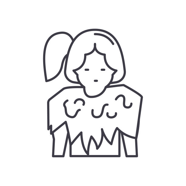 古代女子图标，线性孤立的插图，细线矢量，网页设计标志，轮廓概念符号与可编辑笔画在白色背景。图片下载