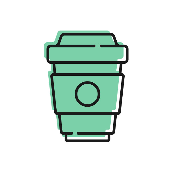 黑线咖啡杯去图标孤立在白色背景。向量图片下载