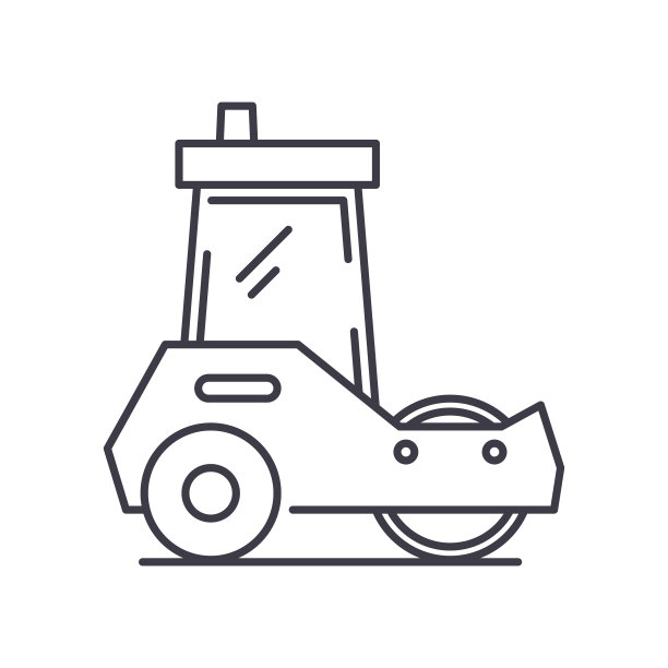 沥青摊铺机概念图标，线性孤立的插图，细线矢量，网页设计标志，轮廓概念符号与可编辑的笔画在白色的背景。图片下载