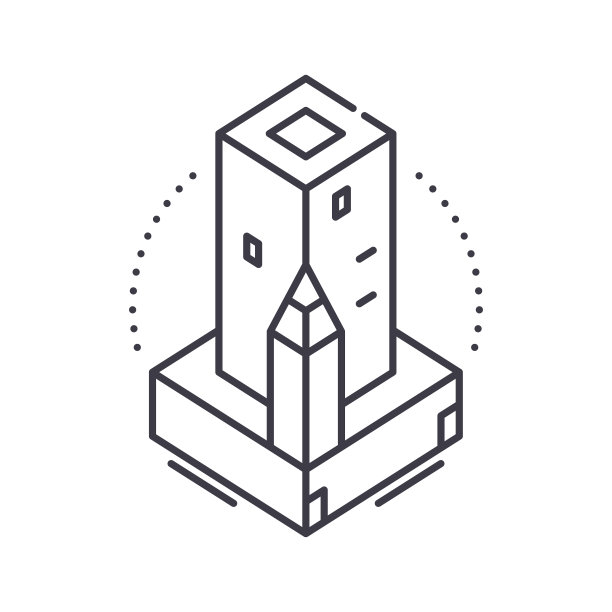 建筑平面图标，线性孤立的插图，细线矢量，网页设计标志，轮廓概念符号与可编辑的笔画在白色背景。图片下载