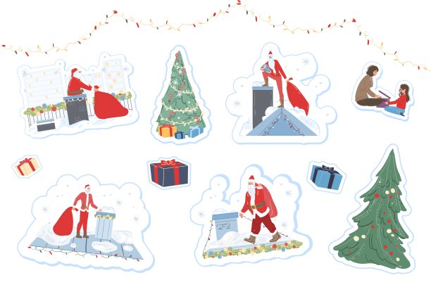 平面卡通人物节日快乐矢量插画概念图片下载