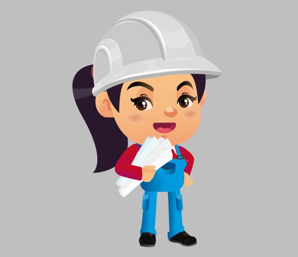 一组不同姿势的工人图片下载