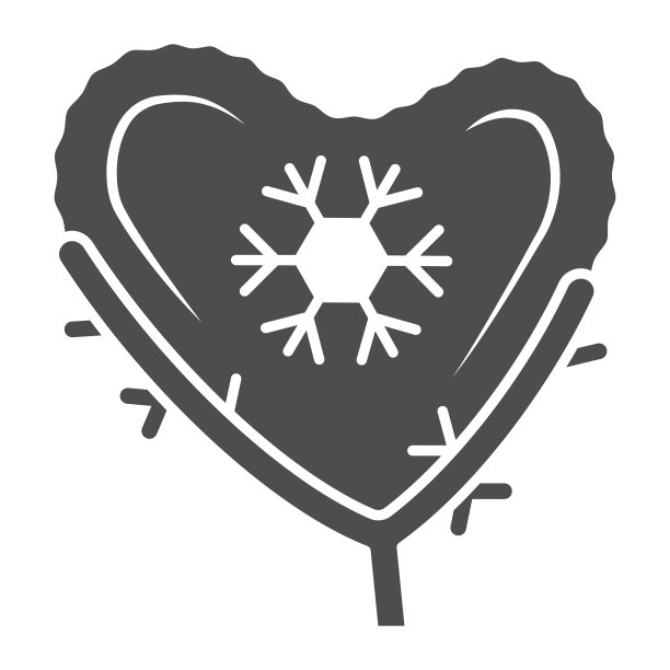 心用雪花做成的树枝上的立体图标，世界雪天概念，圣诞心标志上的白色背景，爱的象征用雪花做成的图标在字形风格为移动。矢量图形。图片下载